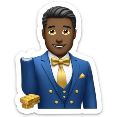 Posh-man-with-blue-suit-offering-goldbar sticker