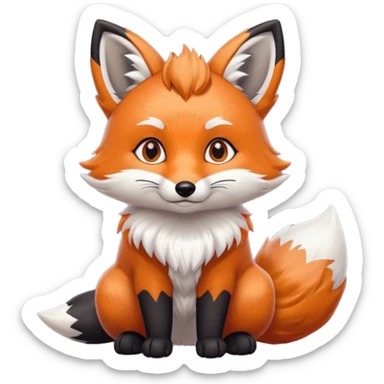 Floofy the Creampuff fox blackish gray fur color chubby Black paws orange color 3 tailsCrystals on the head, tails and Back sticker