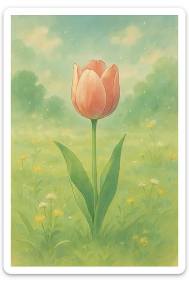 a tulip flower, natural colors, soft, fairy-like atmosphere,  sticker