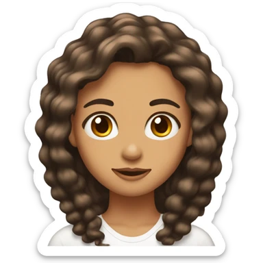 Paquete de emojis de una chica morena, cabello ondulado color marrón  sticker
