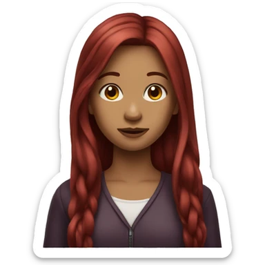 Girl with long burgundy hair sticker