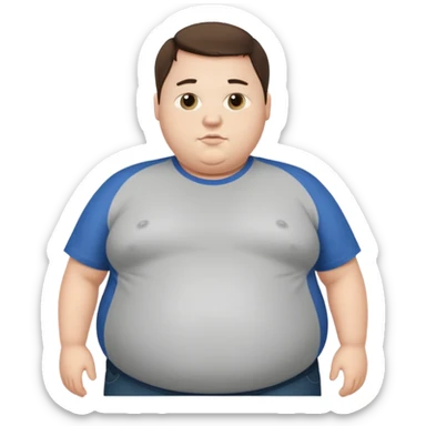 obese 20 year old brunette white male with large belly showing sticker