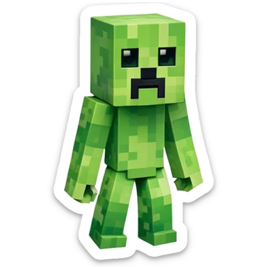Minecraft Creeper full body, green pixelated monster sticker