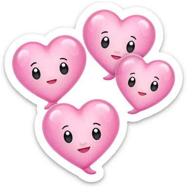 Thinking bubbles with pink hearts  sticker