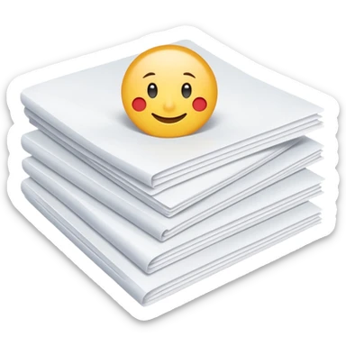 compact stack of clean white A4 sheets, squared edges, one corner slightly curled to suggest flexibility, thick even pile, slightly shadowed between layers, crisp unused office sheets, no wrapper, label, or extras, soft lighting, subtle shadows, emoji scale sticker