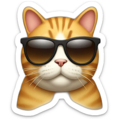 fat cat with sunglass full body  sticker