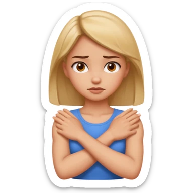 A girl mad with her arms crossed in her neck  sticker