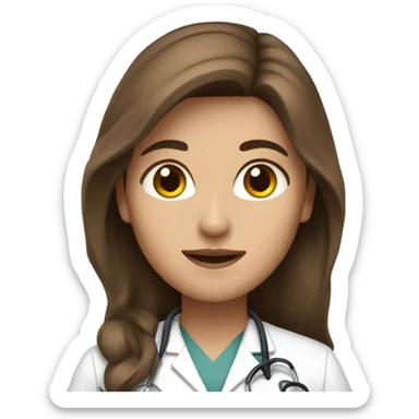 Long brown hair female doctor sticker