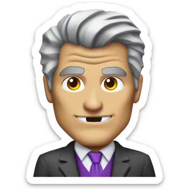 two-face, harvey dent, batman villian, right side of face purple, grey hair sticker