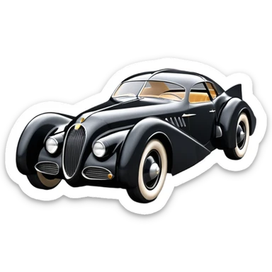  the animated series aerodynamic opulent dark knight futuristic concept Batmobile loosely based on 1936 cord 812 jaguar(flat long straight faceted mechanical body) winged stealthy street hot rod  sticker