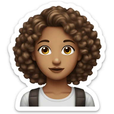 Girl with curly brown hair and brown eyes. A teenager who wears alot of mascara and lipgloss sticker