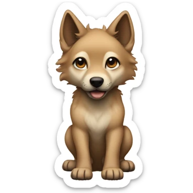 4 very short legs a light brown puppy-like wolf with black ears sticker