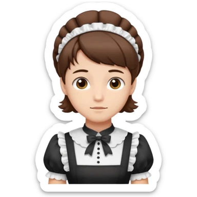 Guy with short brown hair wearing a cute maid dress sticker
