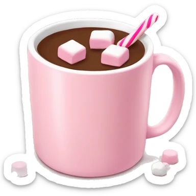 Light pink mug with hot chocolate and marshmallows with pink sprinkles  sticker