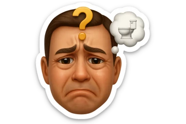 emoji stile iphone che riguarda l'argomento "stipsi/andrò al bagno oggi?", iperrealistico 4k sticker