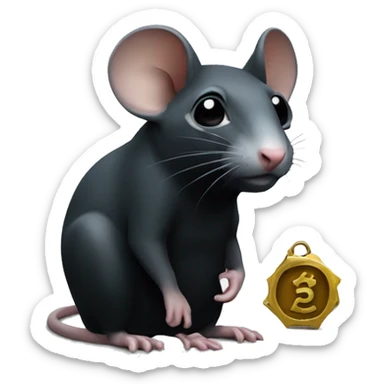 Un rat noir avec une émeraude  sticker