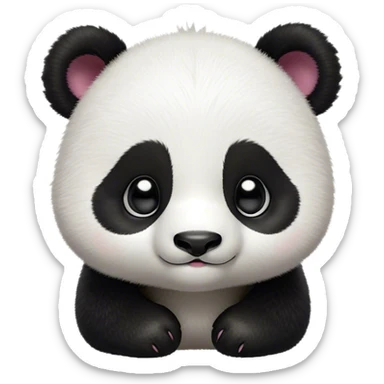 Cinematic Cute Baby Panda Portrait Emoji, Head tilted playfully and inquisitively, featuring an irresistibly fluffy, black and white Fur with an extra dose of cuddliness, round, sparkling eyes filled with boundless curiosity, Simplified yet adorably endearing features, highly detailed, glowing with a warm, friendly glow, high shine, affectionate and playful, stylized with a touch of playful charm, bright and heartwarming, soft glowing outline, capturing the essence of a mischievous yet loving baby panda, so playful it feels like it could tumble out of the screen into your arms! sticker