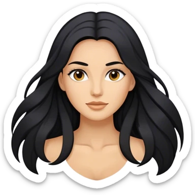 caucasian Beautiful Buxom black long hair back booty sfw sticker