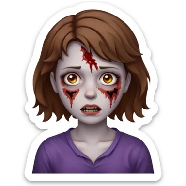 Zombie girl with bruises, she has a short wavy hair. sticker