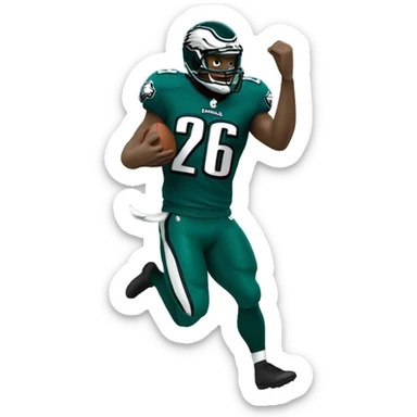 philadelphia eagle player football number 26 jumping kelly green sticker
