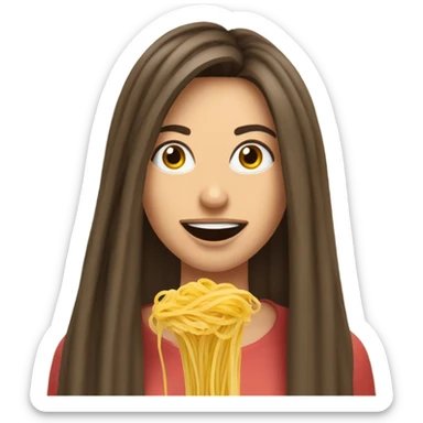 Gorgeous brunette with linguine pasta in her mouth sticker