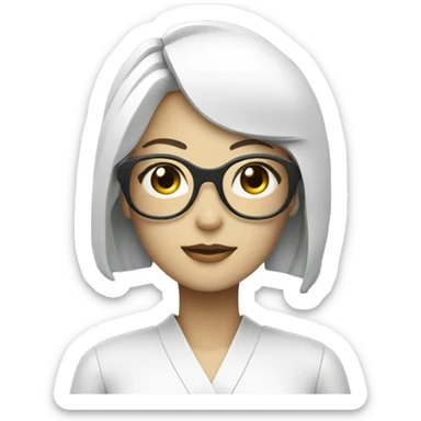 Make a beautiful japanese Ai robotic women with eye glasses in minimal style sticker