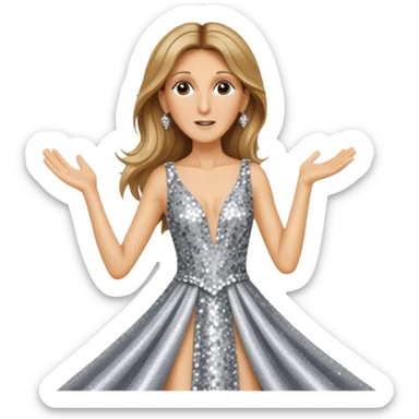 celin dion is singing with mirco and twinkle dresss sticker