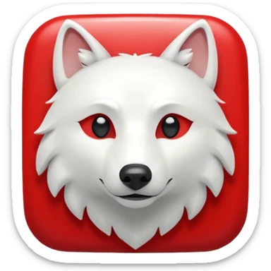 A bold white capital letter C with a small white wolf head icon above it, inside a red rounded square, emoji style, flat design, shiny light reflection, same style as 🅱️ emoji, transparent background. sticker