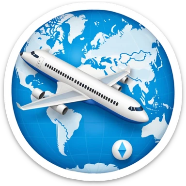 emoji de viaje, algo como un avion dandole la vuelta al mundo o dirigiendose a un destino en un mapa sticker