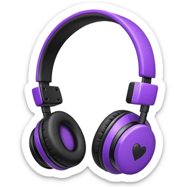 headphones with bow on the right side black and purple  sticker
