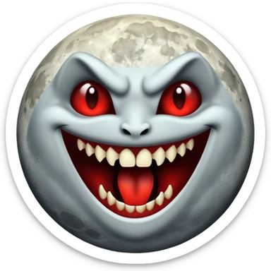moon with vampire fangs sticker
