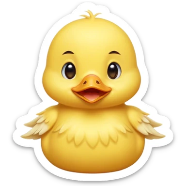 Cinematic Cute Yawning Yellow Baby Duck Portrait Emoji, Head tilted slightly with a dramatic, wide-open yawn, showcasing a soft, downy yellow coat with little drooping wings, round eyes barely open in drowsy contentment, Simplified yet irresistibly adorable features, highly detailed, glowing with a soft, cozy glow, high shine, relaxed yet expressive, stylized with a touch of whimsical charm, bright and endearing, soft glowing outline, capturing the essence of a sleepy yet affectionate duckling, so drowsy it feels like it could stretch out of the screen and curl up for a nap! sticker