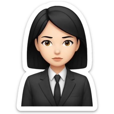 female boss in suit, black hair sticker