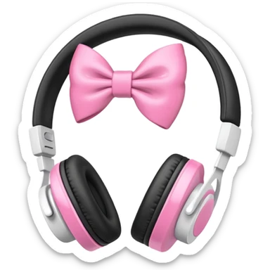 White headphones with pink bow sticker