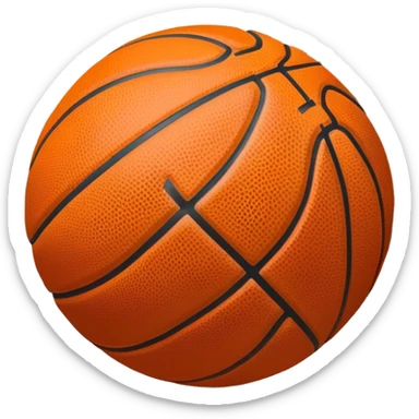 Cinematic Realistic image of a basketball captured in dynamic motion, with detailed surface textures and a slight motion blur, set against a vibrant urban backdrop with energetic lighting sticker