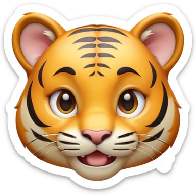 Cinematic Comical Tiger Cub Portrait Emoji, Head tilted dramatically with an exaggeratedly shocked expression, featuring a compact, endearing build with wide, comically expressive eyes full of humorous disbelief, Simplified yet hilariously expressive features, highly detailed, glowing with a slightly sassy wild glow, high shine, dramatic yet playful, stylized with an air of quirky feline attitude, soft glowing outline, capturing the essence of a meme-worthy tiger cub that looks ready to side-eye its way into viral fame! sticker
