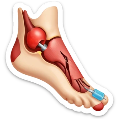 a foot with a chronic diabetic foot injury sticker