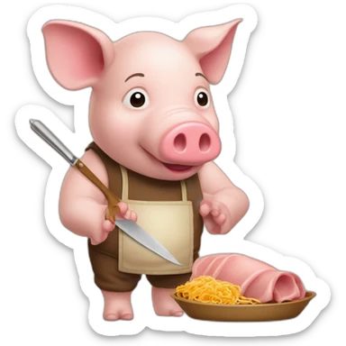 Génére moi sous forme réaliste un cochon d'inde de profil avec un pull roulé et un couteau de cuisine dans la main dans un style réaliste. sticker