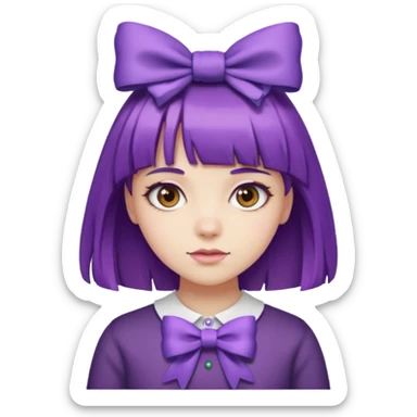 girl with bangs and purple hair and bow sticker