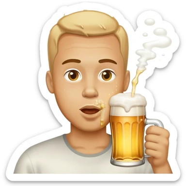 A guy chugging a beer sticker