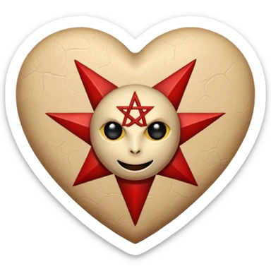 beige heart satanic sticker