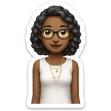 smiling girl without glasses  and jewelry sticker