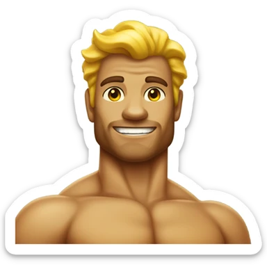 Tan muscular merman with yellow tail sticker