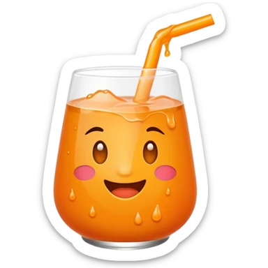 Super sweet mandarin emoji, fizzy juice splash, simple flat design, bold lines, bright orange, transparent background, without eyes sticker