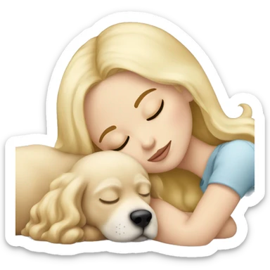 White girl blonde hair sleeping with puppy sticker