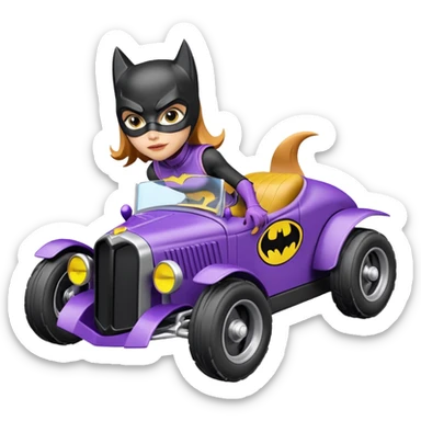 Hot wheels racing cartoons BatGirl’s 1932 stealth retro cat burglar sporty petite off-road pursuit mobile cruiser car (reclined seating position) sticker
