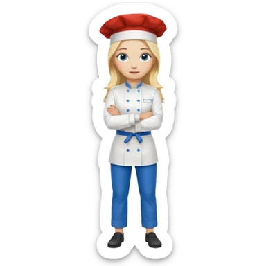 Full body 
Sexy Long Blonde hair blue eyed female chef arms folded sticker