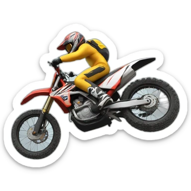 Motocross biker jumping over a bump sticker