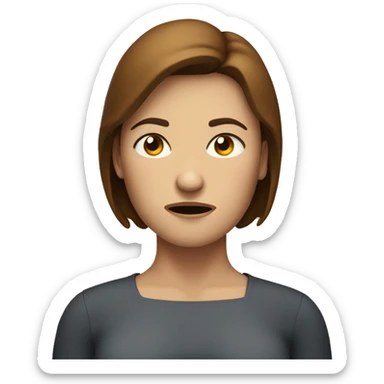 angry faced, questioning, brown-haired, white woman figure with two hands put on the sides of her belly sticker