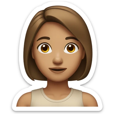 tan girl with straight mid-length brown hair and brown eyes sticker